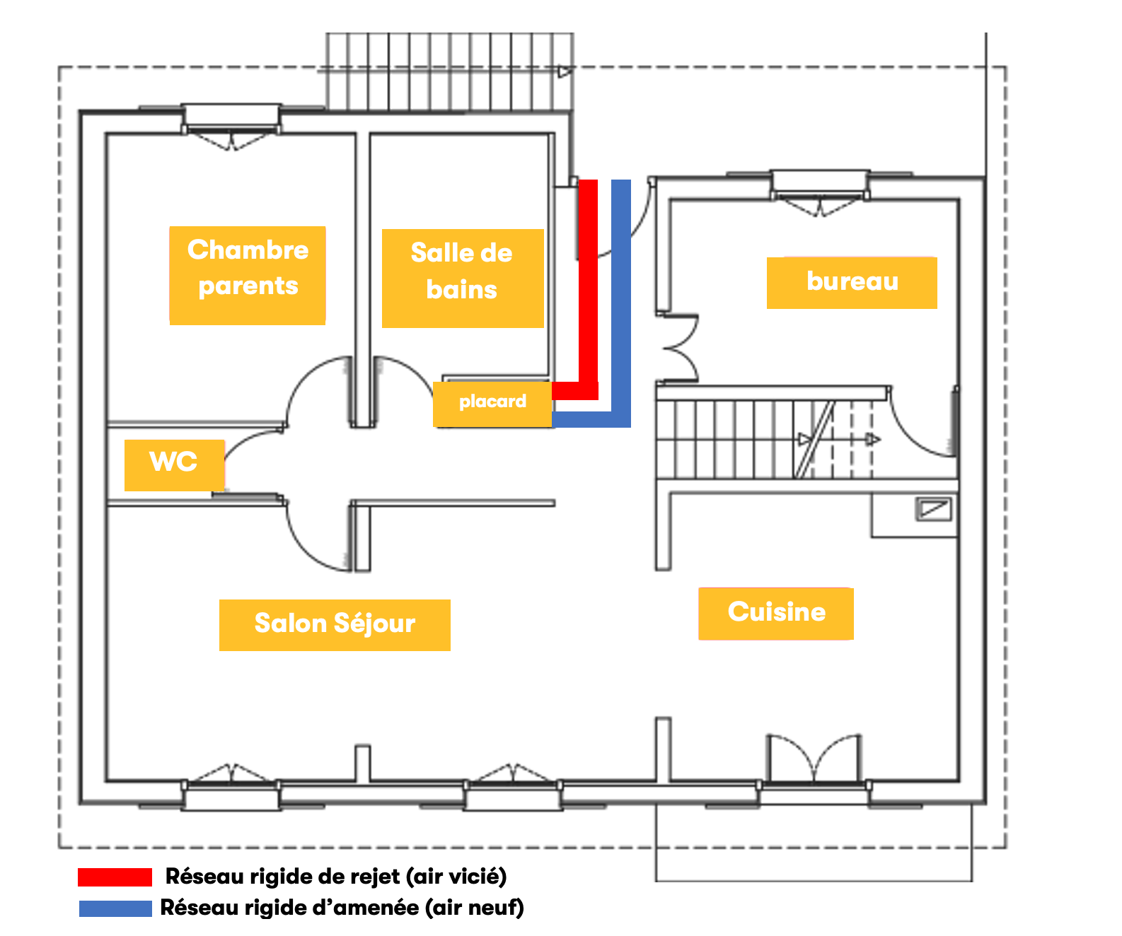 Installer une ventilation double-flux : plan de la maison 2